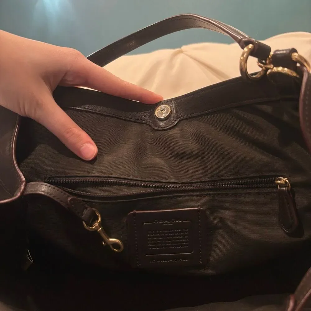 COACH Small Lexy Shoulder Bag in Signature Jacquard Brown Handbag EUC - Picture 8 of 9